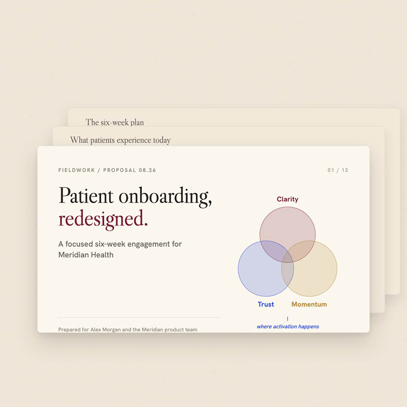 A sales proposal document for patient onboarding